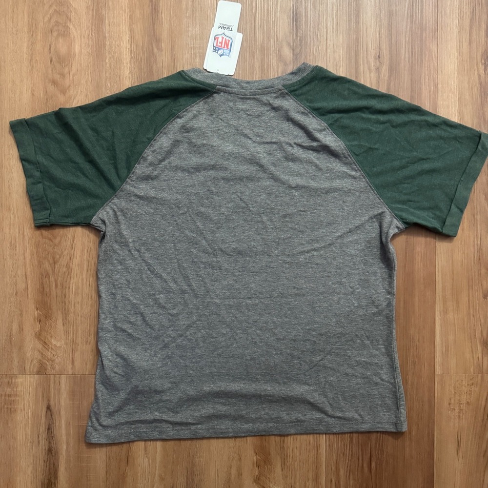 Green Bay Packers NFL Women's Large Gray & Green Raglan Graphic T-Shirt - Picture 2 of 4